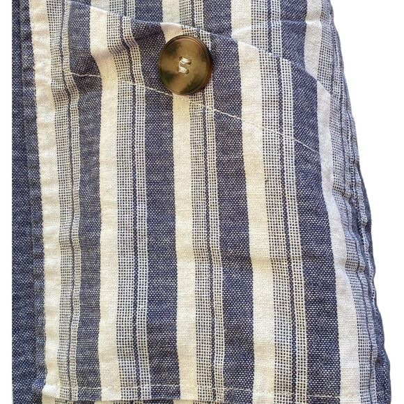 NYCC Linen Blend Capri Pants Sz 12 Blue White Striped Coastal Summer Classic - Picture 4 of 8